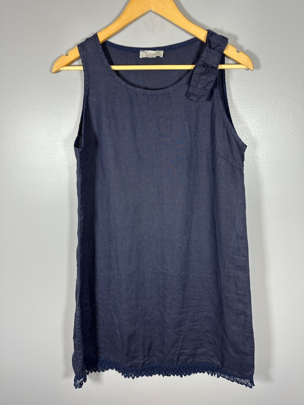 Bellambra 100% Italian Linen Navy Sleeveless Shift Dress Women’s Size Medium